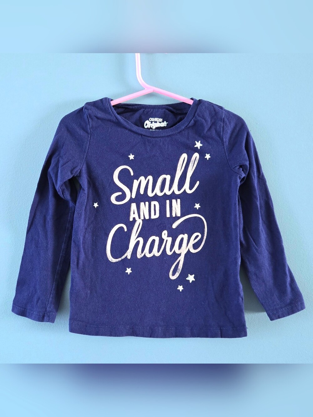 OshKosh B'gosh Navy Long-Sleeve Tee with 'Small and in Charge' Graphic 3T